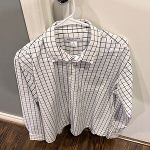 Mizzen+Main White and Blue Grid Men's Shirt No tuck